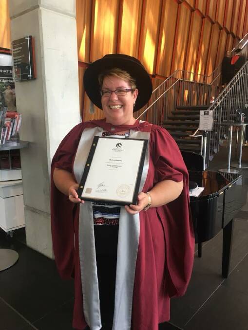 PhD graduate Debbie Deasey after the University of Newcastle graduation ceremony at the Glasshouse.