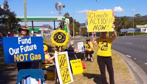 Knitting Nannas have launched 10 days of action against the government's gas-led recovery plan. Photo supplied.