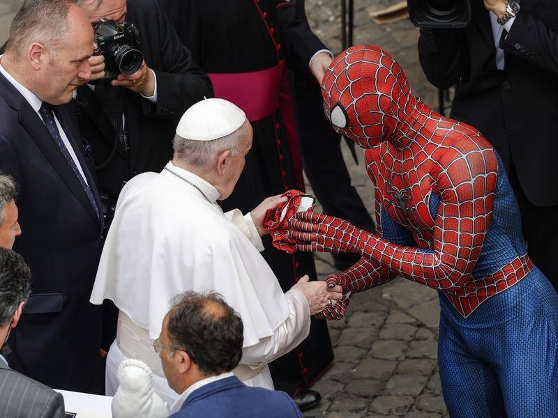 Pope Francis has met Spider-Man, aka Mattia Villardita, who gave the pontiff a Spider-Man mask.