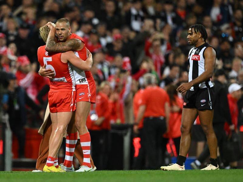 Isaac Heeney and Lance Franklin shape as two of Sydney's trump cards in the AFL grand final. (Dean Lewins/AAP PHOTOS)