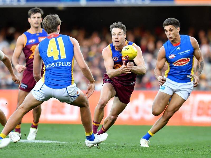Brisbane's Lincoln McCarthy (c) comes up against former club Geelong this week.