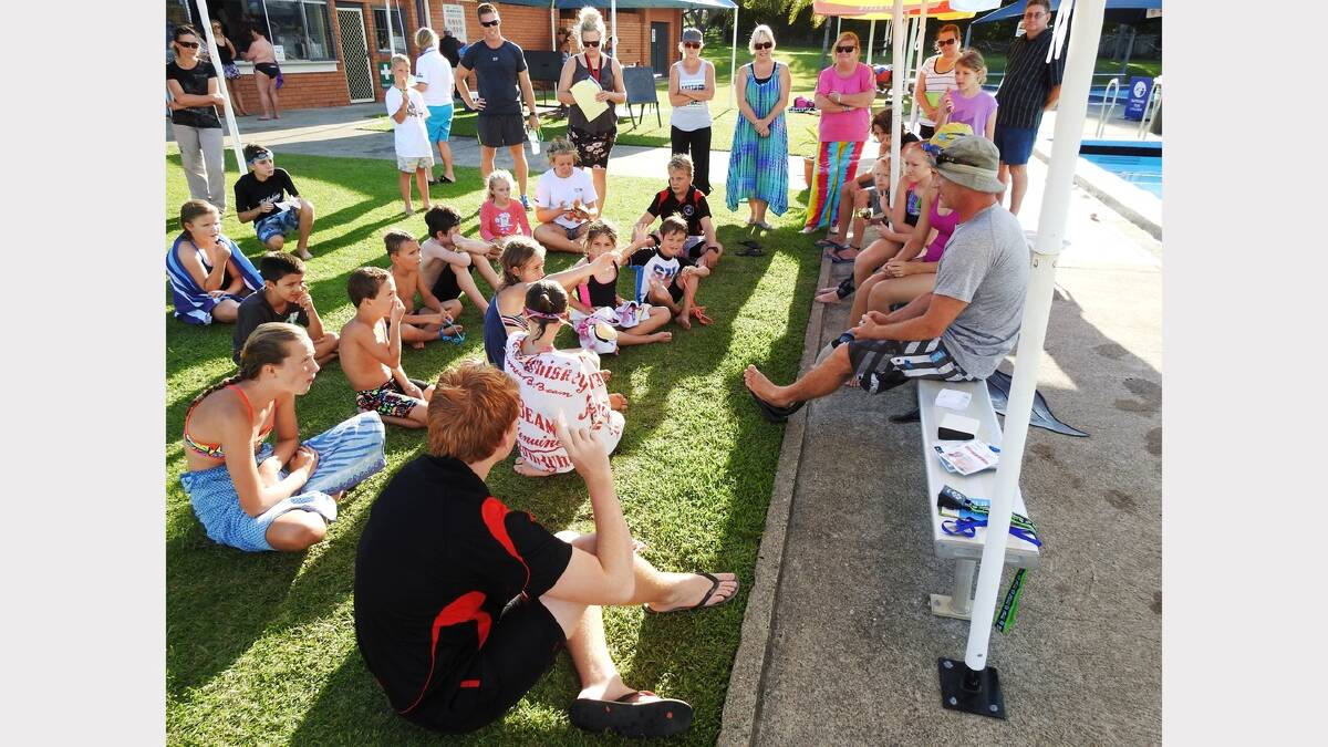 Trent talking to the Laurieton Swimming Club kids and families about his paralympic experience. Photos by Stephen Potts from Oi Marketing.