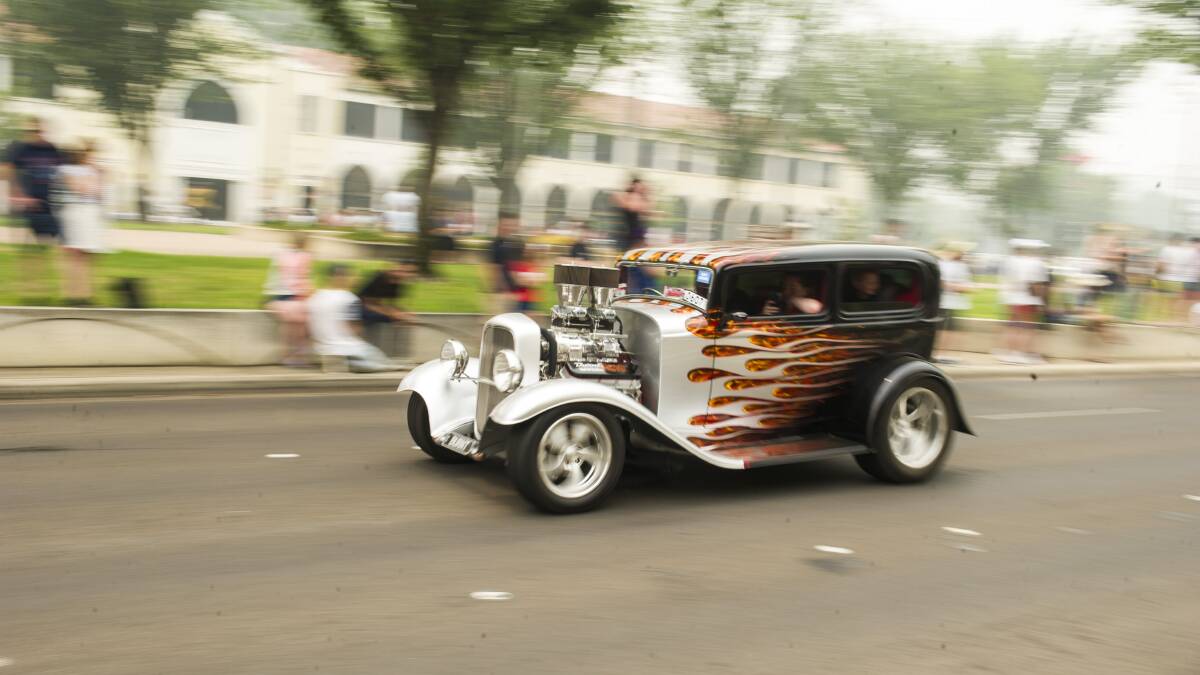 Flaming hot rod: Summernats City Cruise 2020. Picture: Dion Georgopoulos
