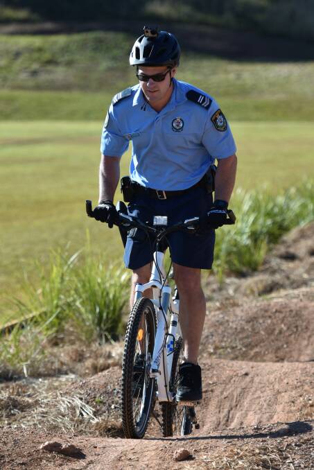 On your bike: Sergeant Bob Davidson from Kempsey training at Wayne Richards Park.