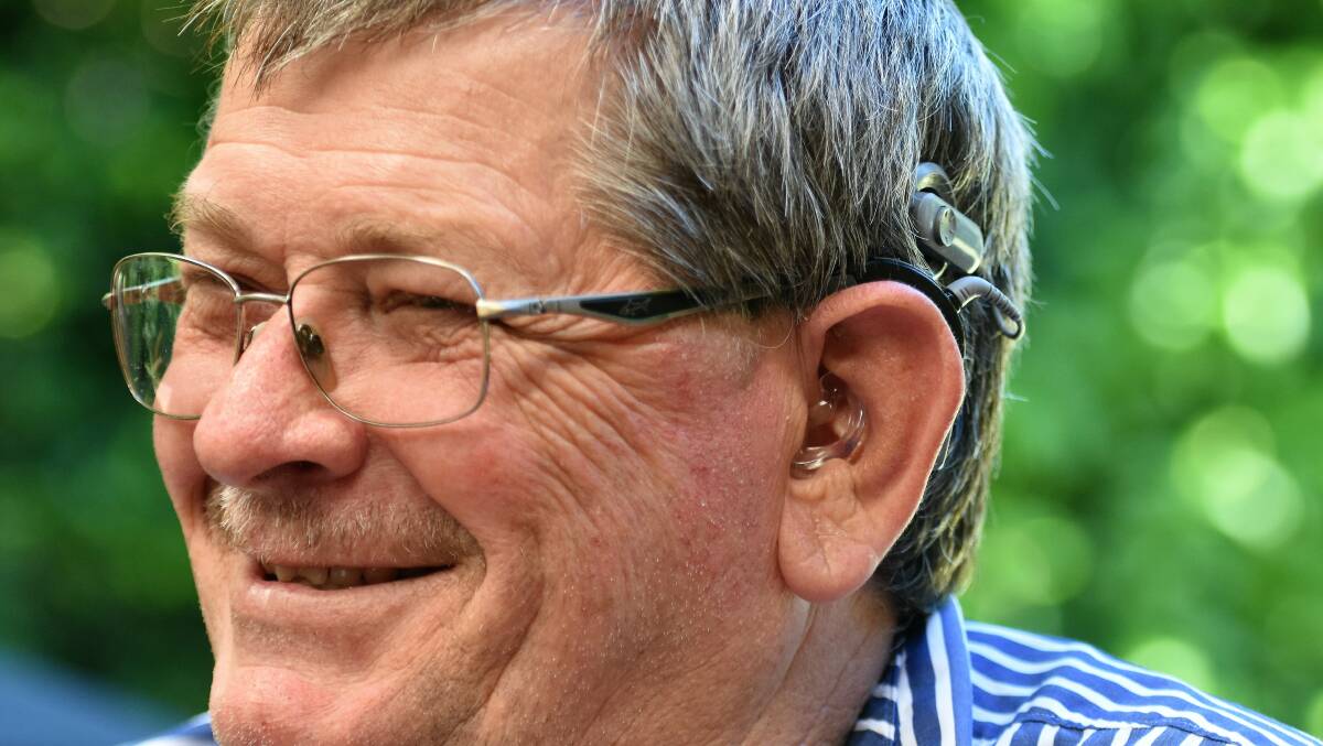 Happy as Barry: Mr Metz is all smiles after receiving cochlear implants. Photo: Matt Attard
