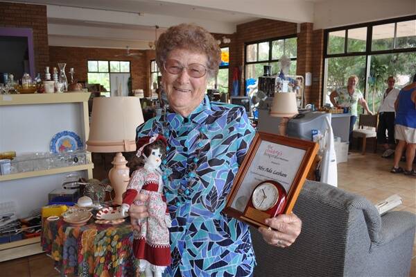 Our community treasure: Ada Latham inside her Op Shop that has raised over $200,000 for charities.